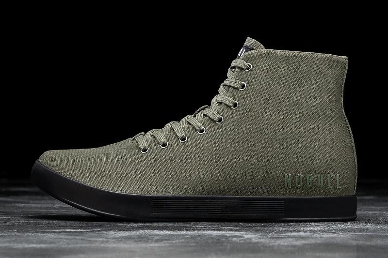 Dark / Green Nobull High-Top Ivy Canvas Women\'s Trainers | CA P1964J